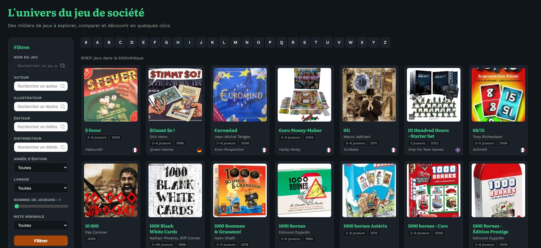 Nouvelle page de recherche de jeux de société sur FouillaJeux