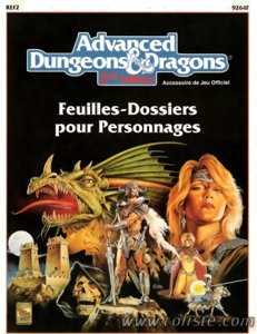 AD&D - Règles Avancées Officielles de Donjons et Dragons  - REF2 - Feuilles-Dossiers pour Personnages