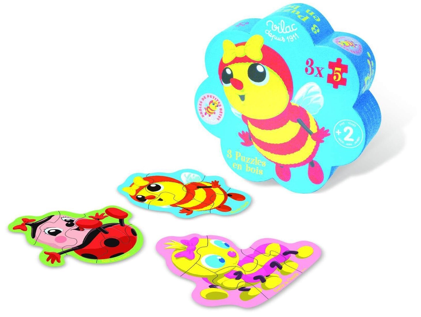 3 Puzzles en boîte fleur