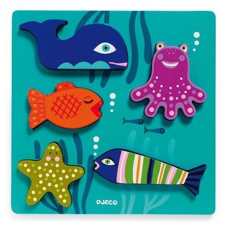 Puzzle bois relief : Animaux marins