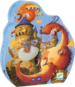 Puzzle Silhouette - Vaillant Et Le Dragon - 54 pièces