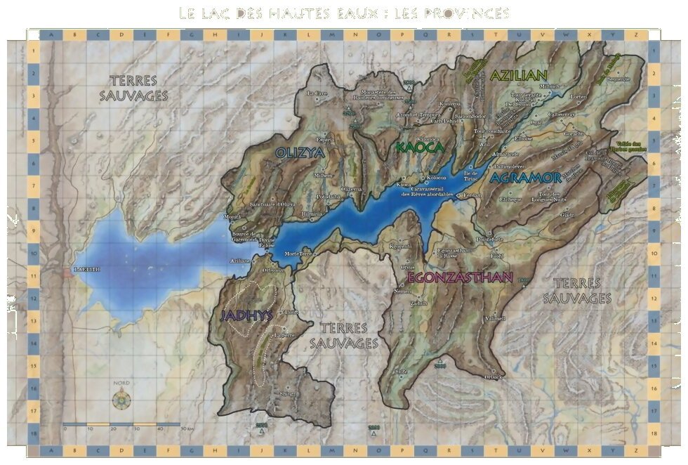 Laelith - Poster Carte Des Provinces Du Haut-Lac
