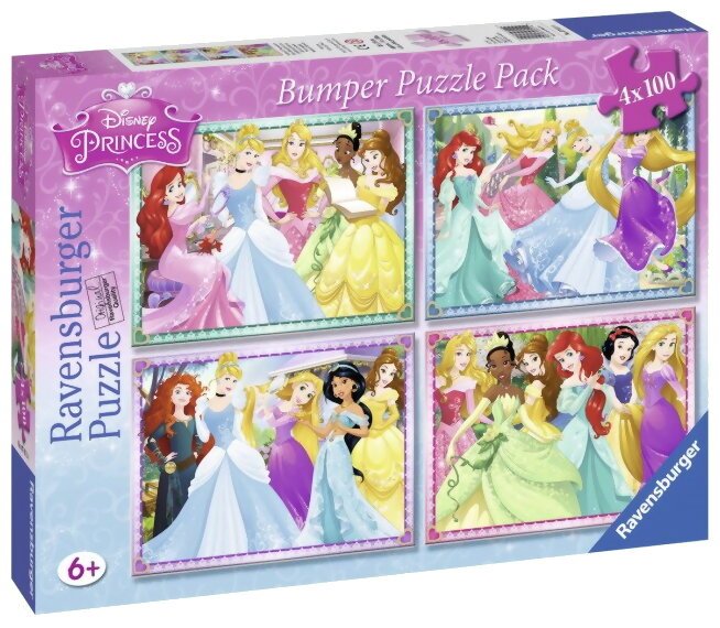 Puzzles - Disney Princess Bumper Puzzle Pack - 4x100 Pièces