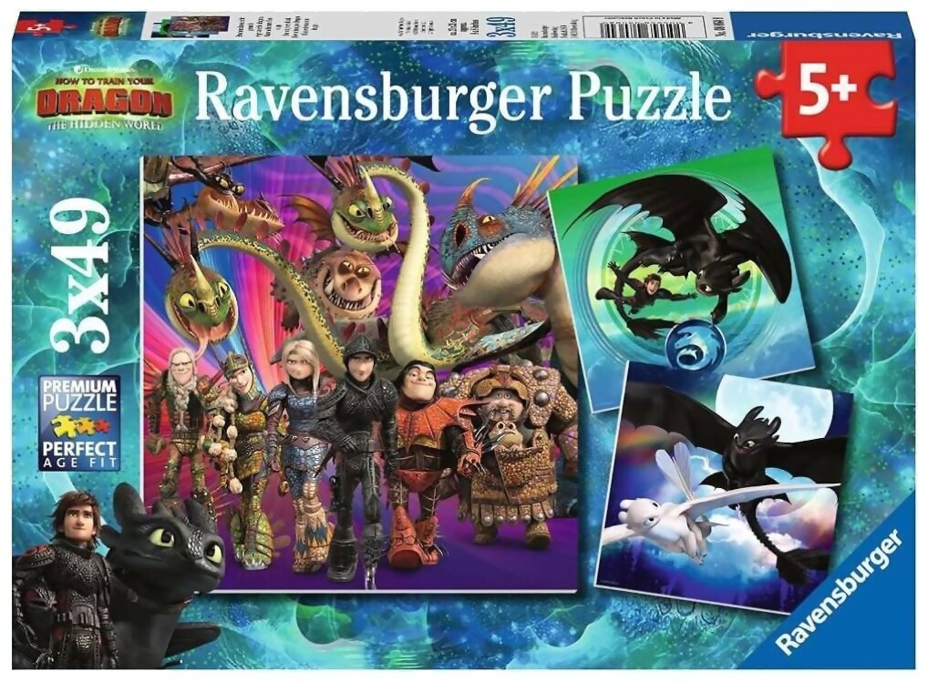 Puzzle - Apprivoiser Les Dragons - 3x49 Pièces