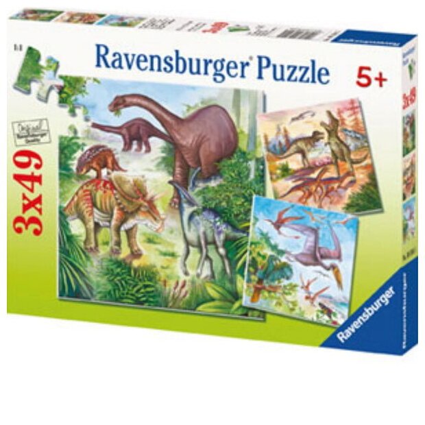 Puzzle - Dinosaures Fascinants - 3x49 Pièces