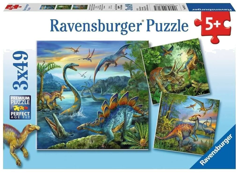 Puzzle - La Fascination Des Dinosaures - 3x49 Pièces