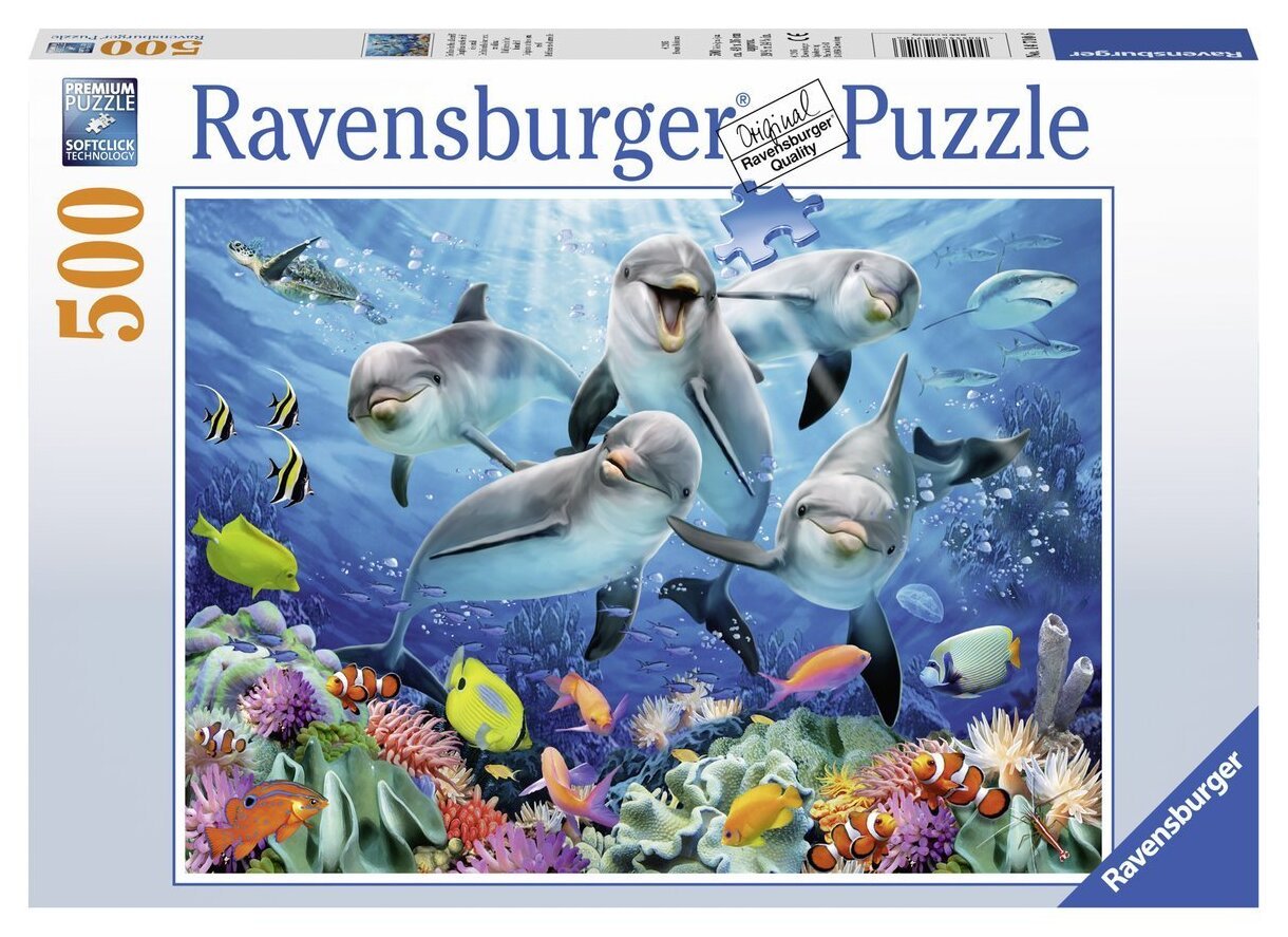 Puzzle - Dauphins sur le récif de corail - 500 pièces