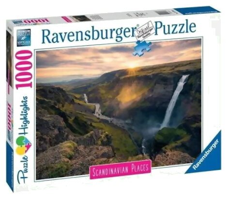 Puzzle - Lieux Scandinaves - La Cascade Haifoss En Islande - 1000 Pièces
