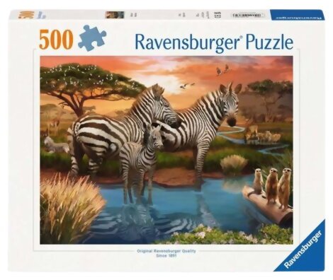 Puzzle - Zèbres Au Plan D'eau - 500 Pièces