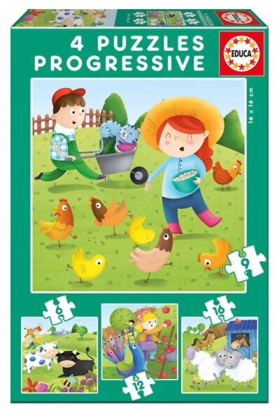 4 Puzzles Progressifs - Animaux de la ferme