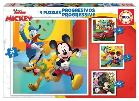 4 Puzzles - Progressive Mickey - 12, 16, 20, 25 Pièces
