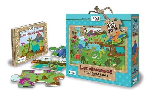 Les dinosaures : Puzzle géant & livre