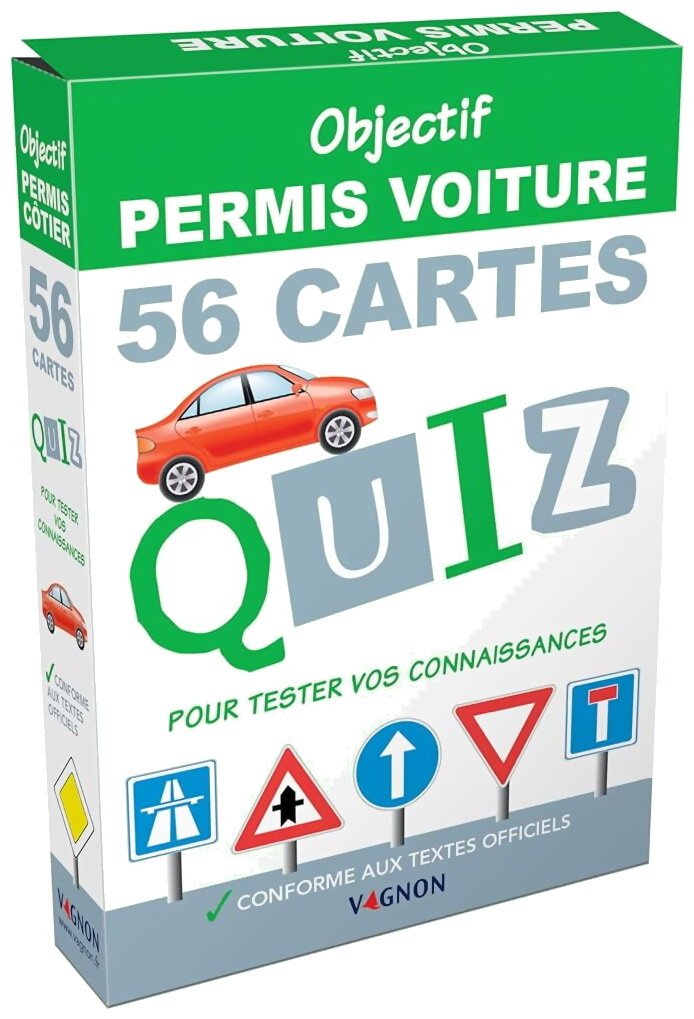 Objectif Permis Voiture - 56 Cartes Quiz Pour Tester Vos Connaissances