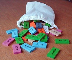 Bag of wooden money