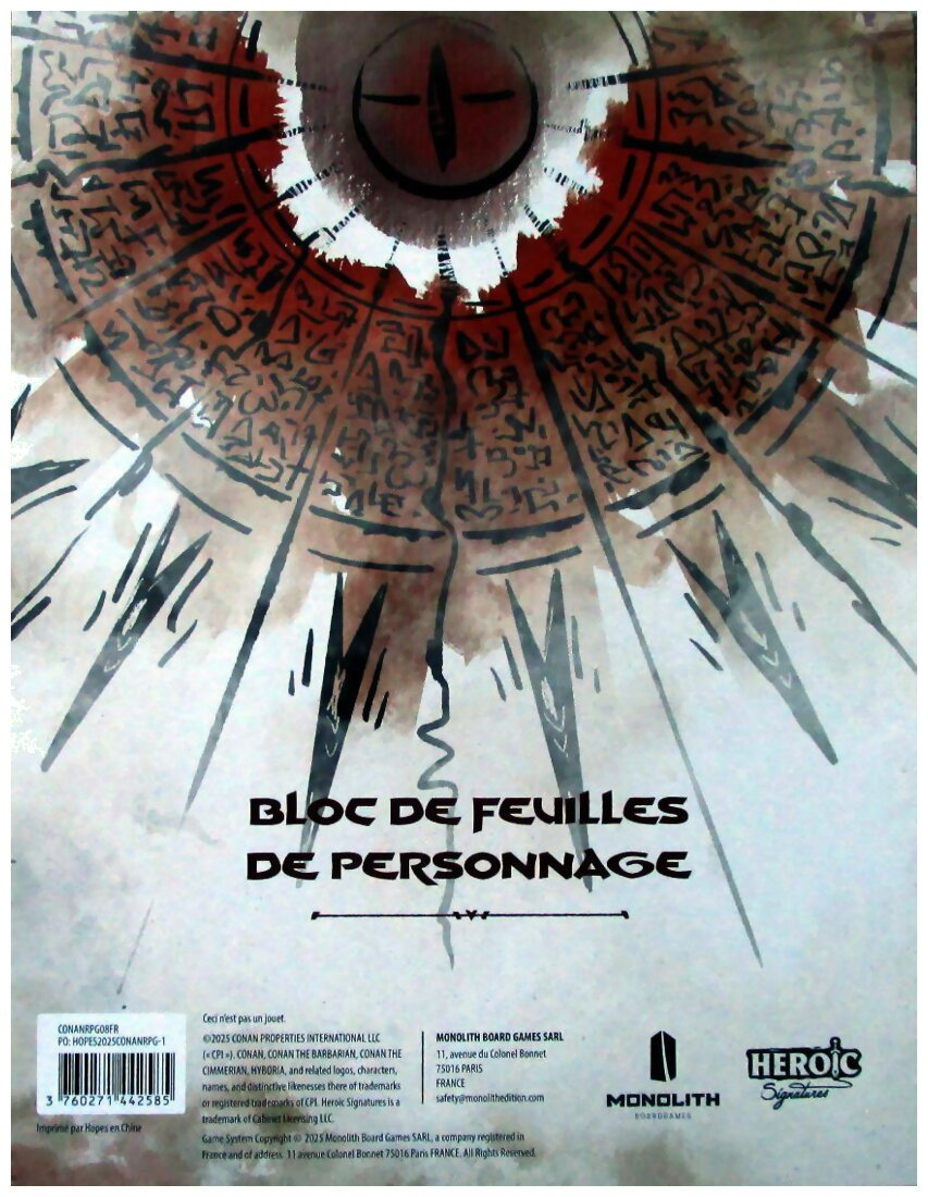 Conan - Bloc De Feuilles De Personnage