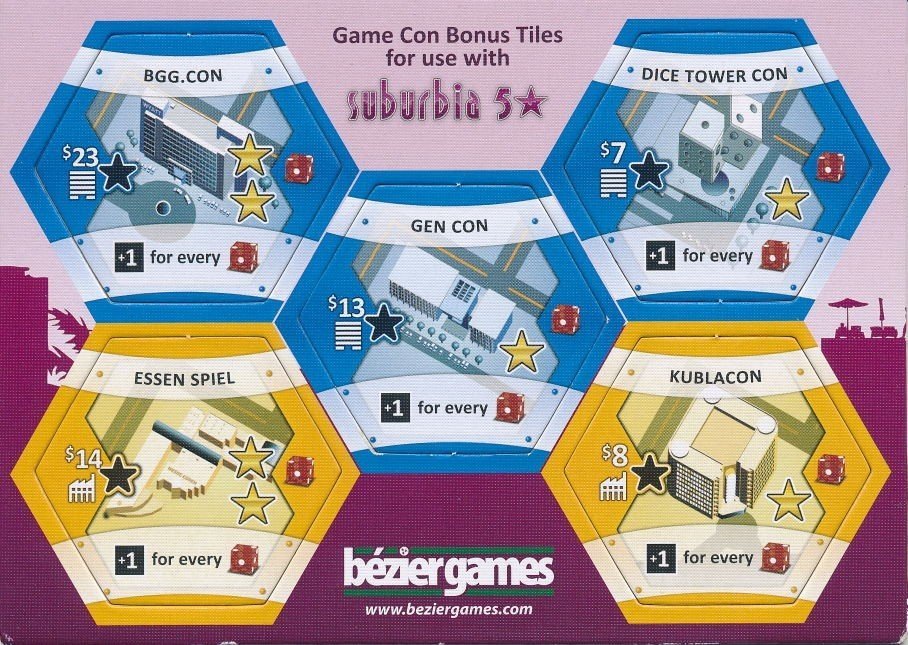 Suburbia - Extension "Suburbia 5 Stars" - Extension "Game Con Bonus Tiles"