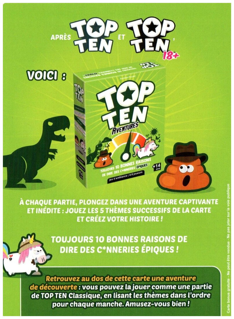 Top Ten Aventures - Carte Promo