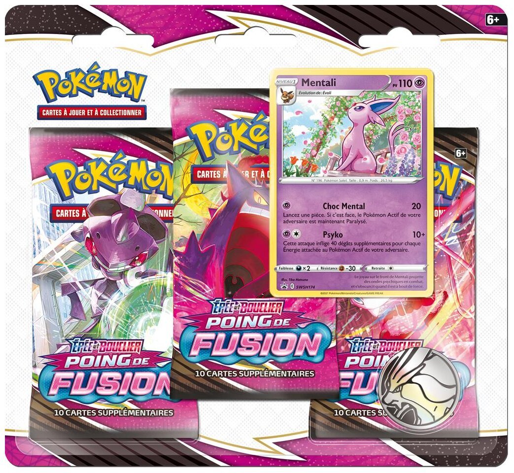 Pokémon JCC - Pack De 3 Boosters - Mentali - Poing de Fusion