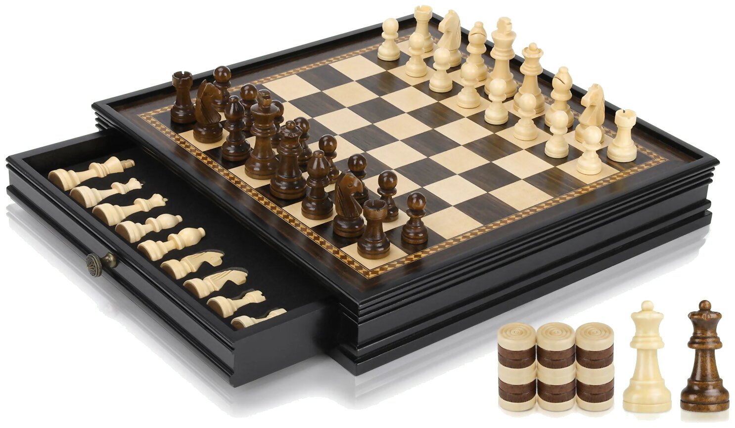 Jeu D'échecs Magnétique 2 En 1 En Bois
