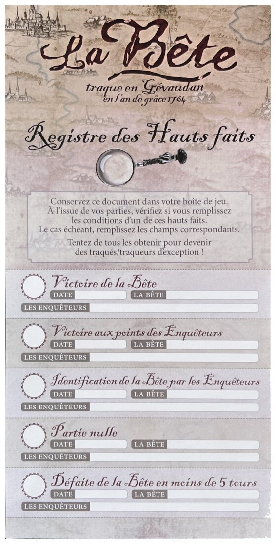 La Bête - Registre des Hauts faits