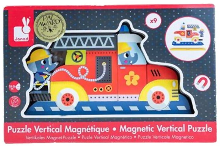 Puzzle Vertical Magnétique - Pompiers En Bois