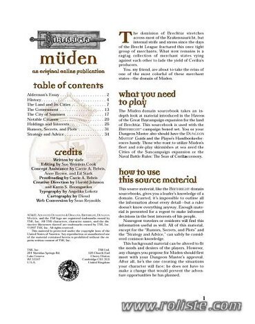 AD&D - Birthright - Player's Secrets of Müden