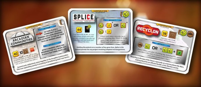 Terraforming Mars - BGG User-Created Corporation Pack - Arcadian Communities / Splice Tactical Genomics / Recyclon