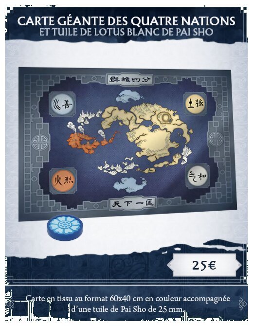Avatar Légendes - Carte géante des quatre nations et tuile de lotus blanc de pai sho - Le jeu de rôle officiel