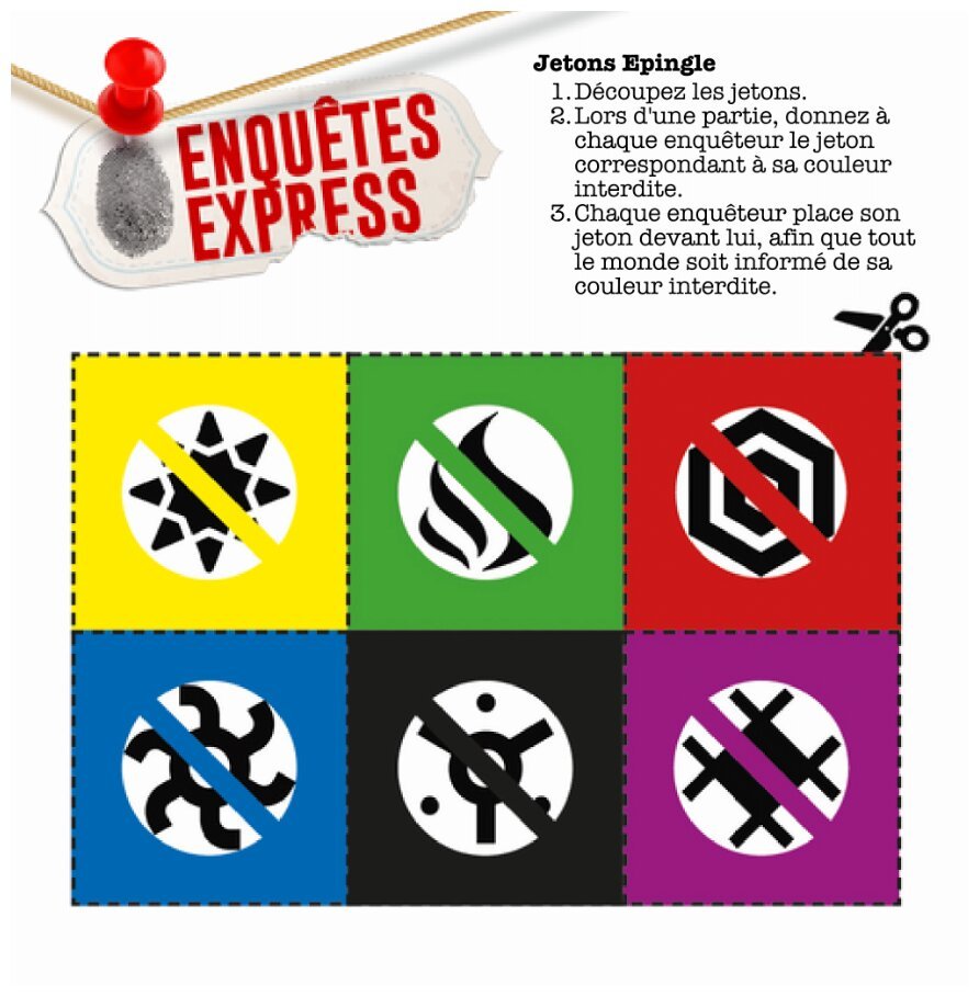 Enquêtes express - Jetons épingles - Print & Play
