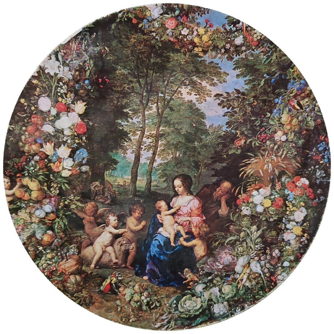 Puzzle : The Holy Family in a Garland of Flowers