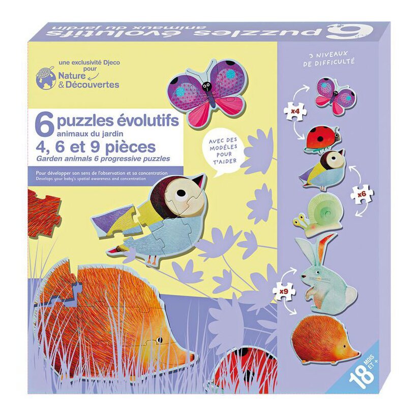 6 puzzles évolutifs Animaux du Jardin