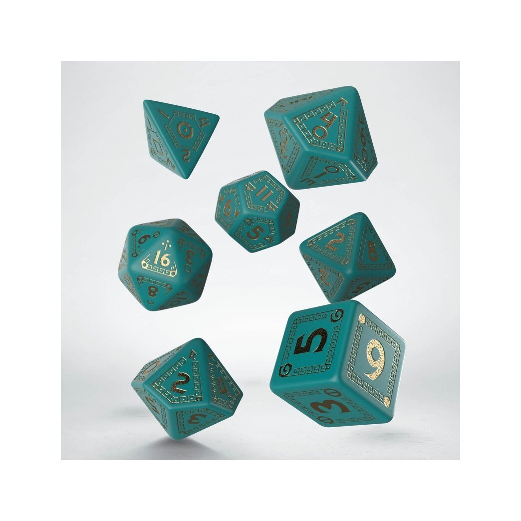 RuneQuest Dice Set - Turquoise & Gold