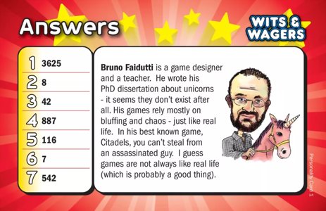 Wits & Wagers: Bruno Faidutti Personality Card Promo
