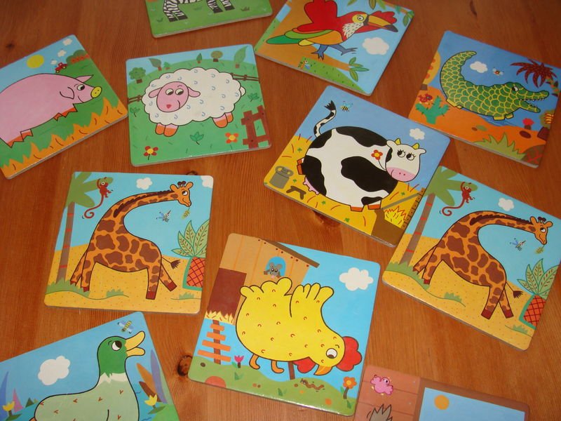 Mémo géant des animaux 32 pièces [cube jaune]