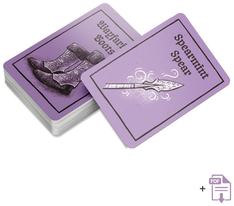 Périls & Princesses - Deck de cartes d'objets magiques & de malédictions - Jeu de rôle de contes de fées