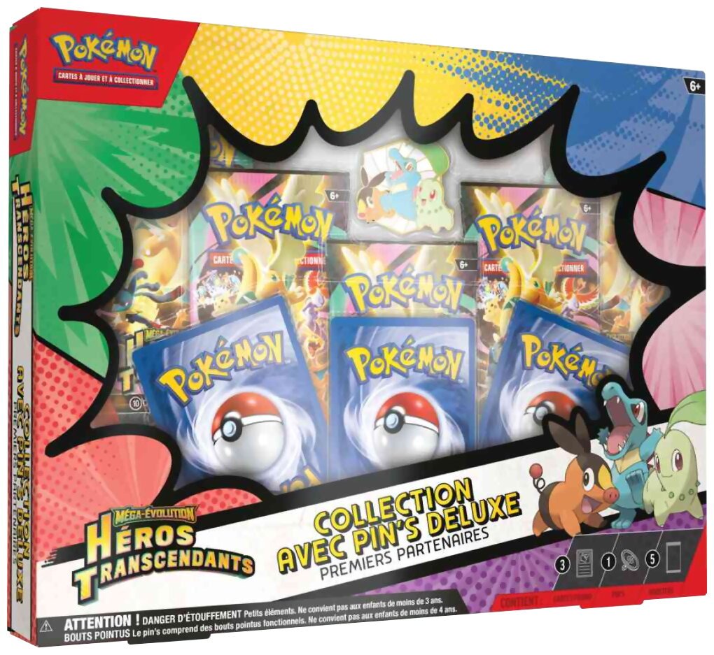 Pokémon JCC - Collection avec pin's - Premiers Partenaires - Héros Transcendants