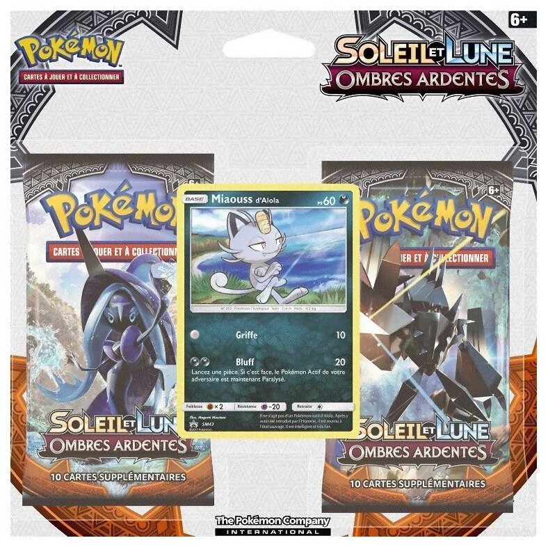 Pokémon JCC - Pack de 2 boosters - Miaouss d'Alola - Ombres Ardentes