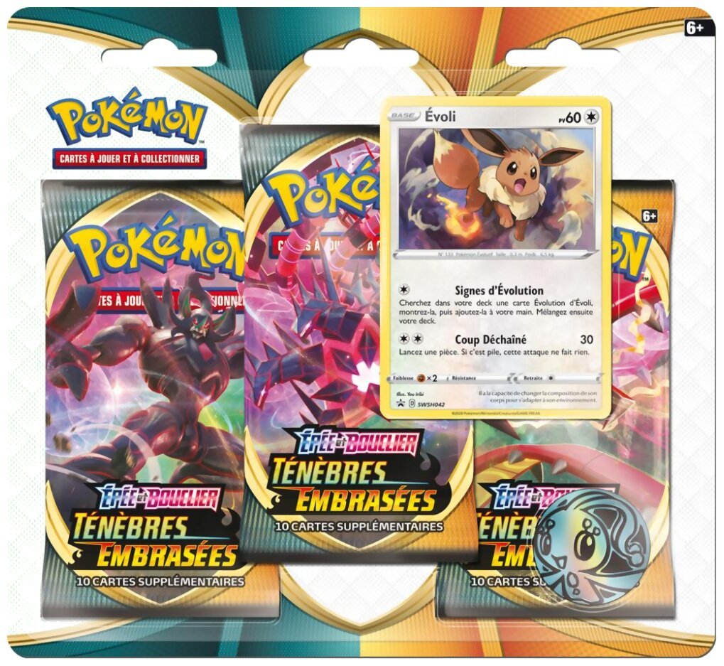 Pokémon JCC - Pack De 3 Boosters - Évoli - Ténèbres Embrasées