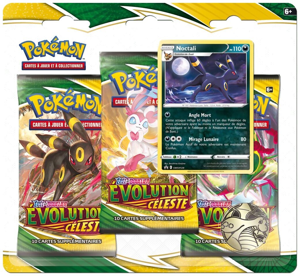 Pokémon JCC - Pack De 3 Boosters - Noctali - Évolution Céleste