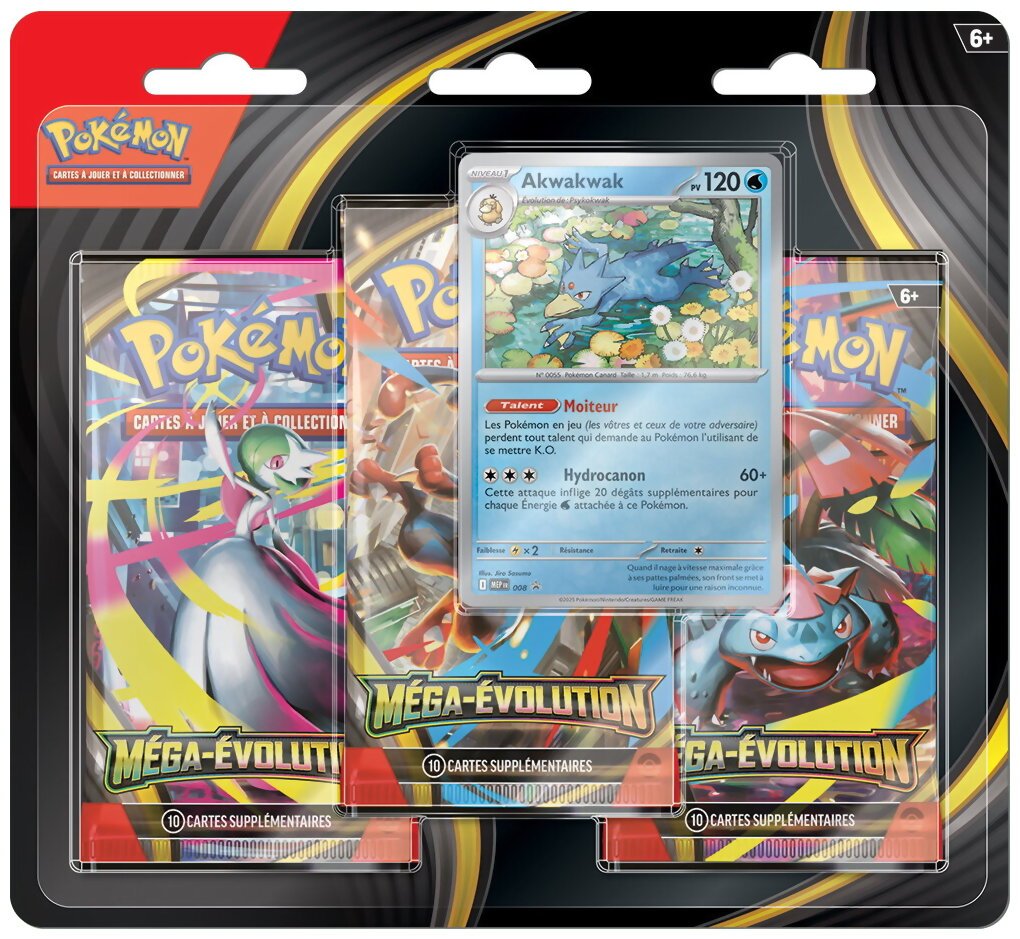 Pokémon - Pack de 3 boosters - Akwakwak - Méga-Evolution