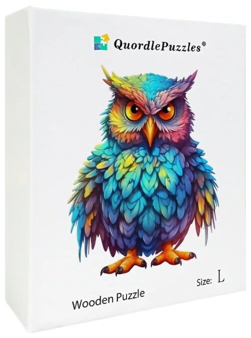 Puzzle En Bois - Hibou Avec Plumes Colorées