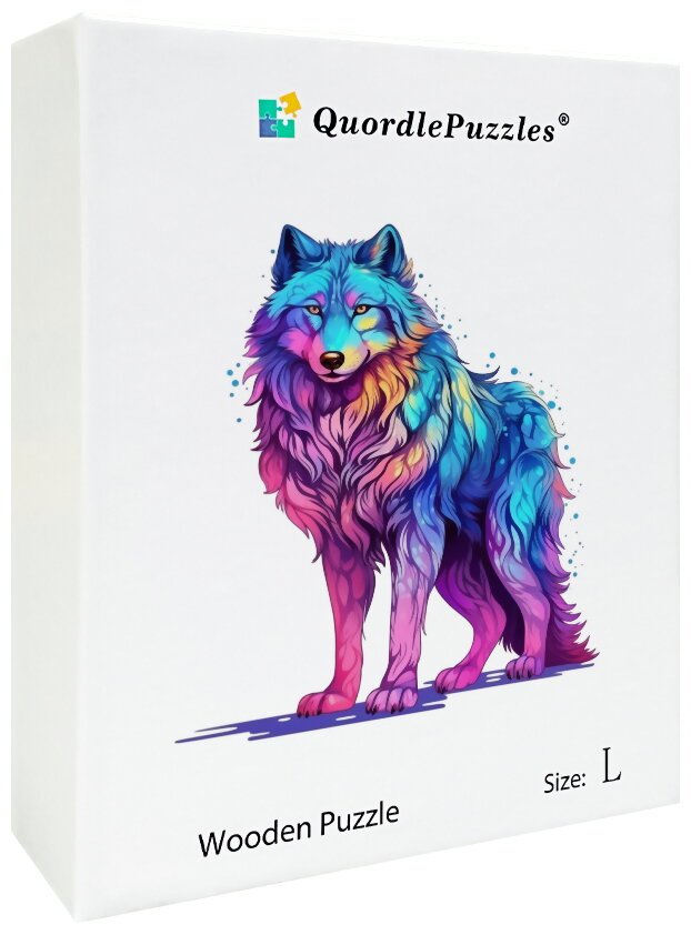 Puzzle En Bois - Majestic Rainbow Wolf