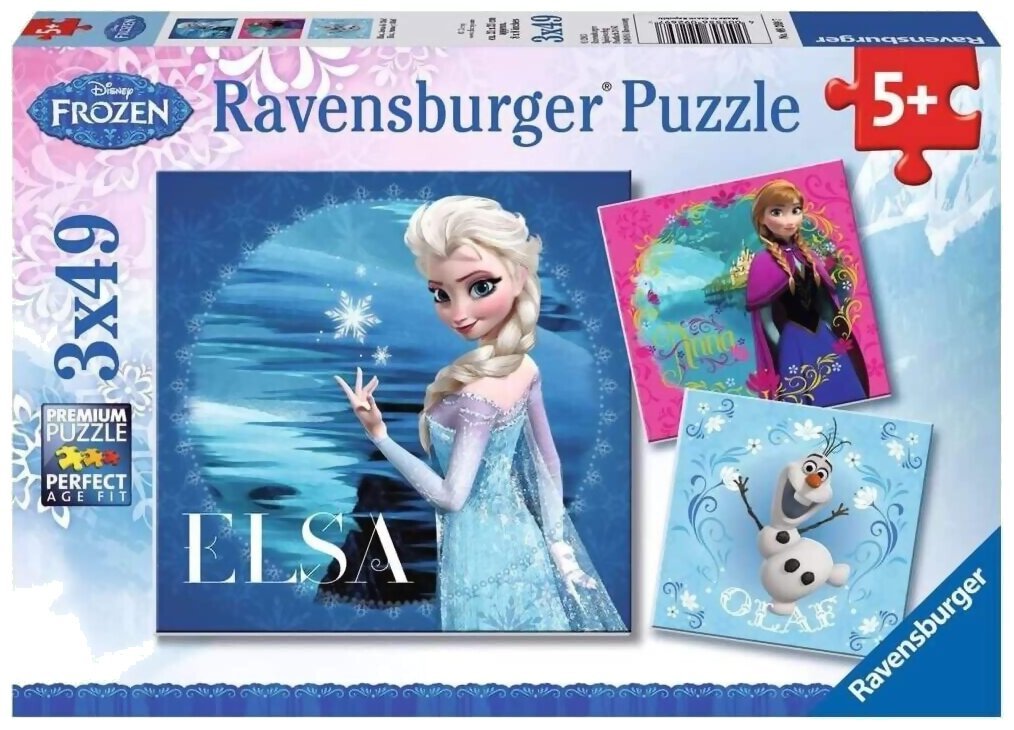 Puzzle - Disney Frozen  Elsa, Anna et Olaf - 3x49 pièces