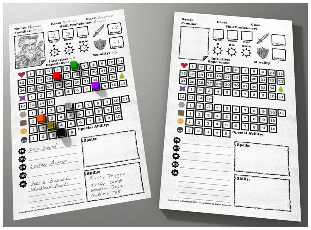 Underquest - Character Sheets