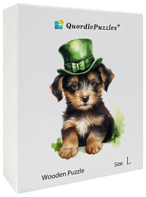 Wooden Puzzle - Aquarelle Chiot de la Saint Patrick